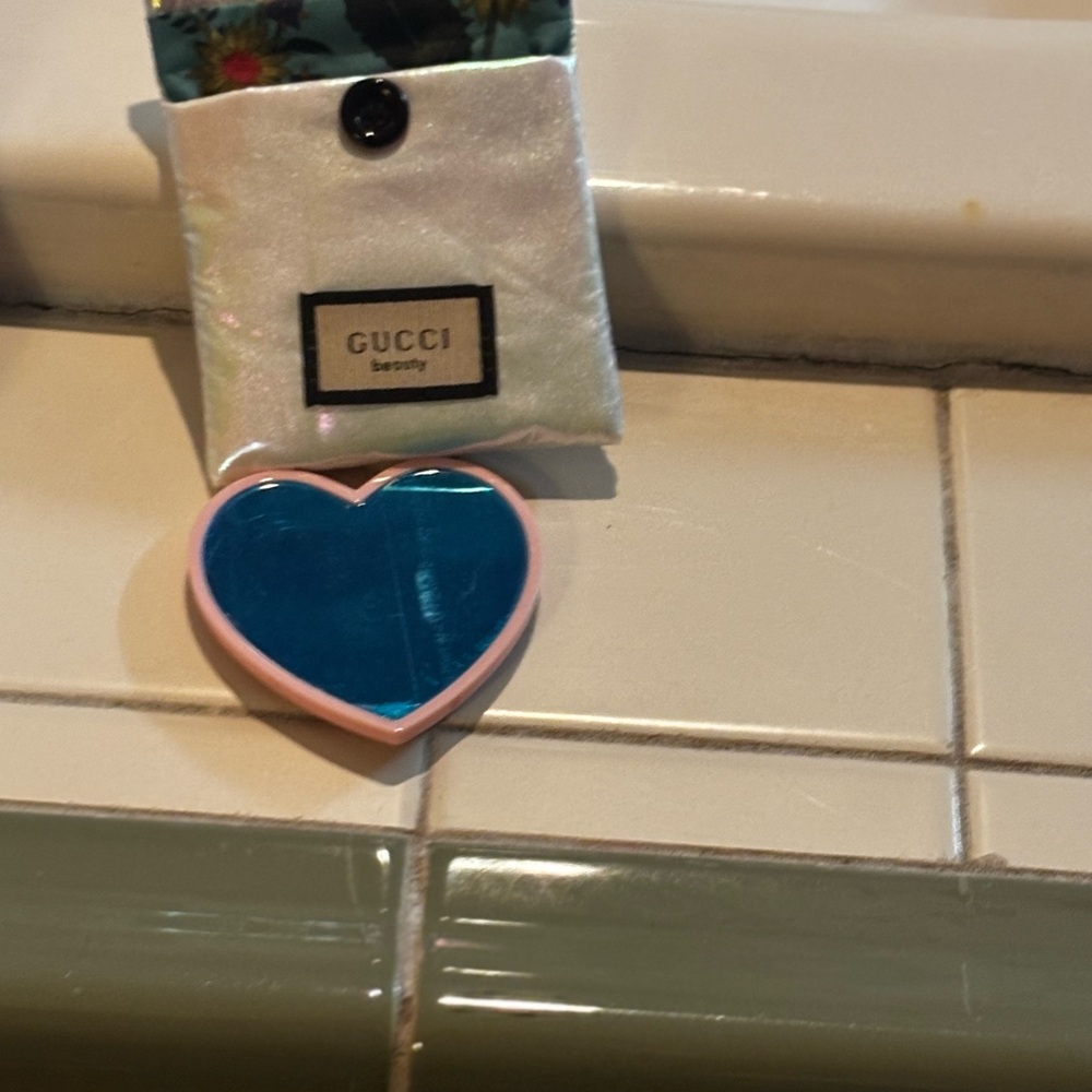 Gucci Heart-Shaped Blue and Pink Compact